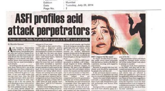 ASWWF profiles acid attack perpetrators – Press Clippings