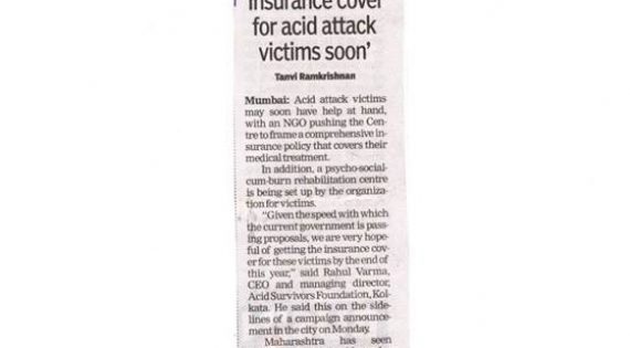 Insurance cover for acid attack survivors soon : The Times of India